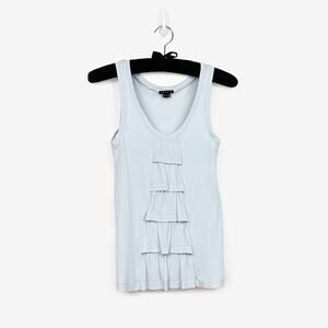 Theory Ruffle Front Tank Top Small Blueish Gray Softcore Clean Girl Summer